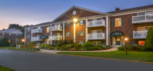 Belmont West exterior of buildings | patios and balconies| evening